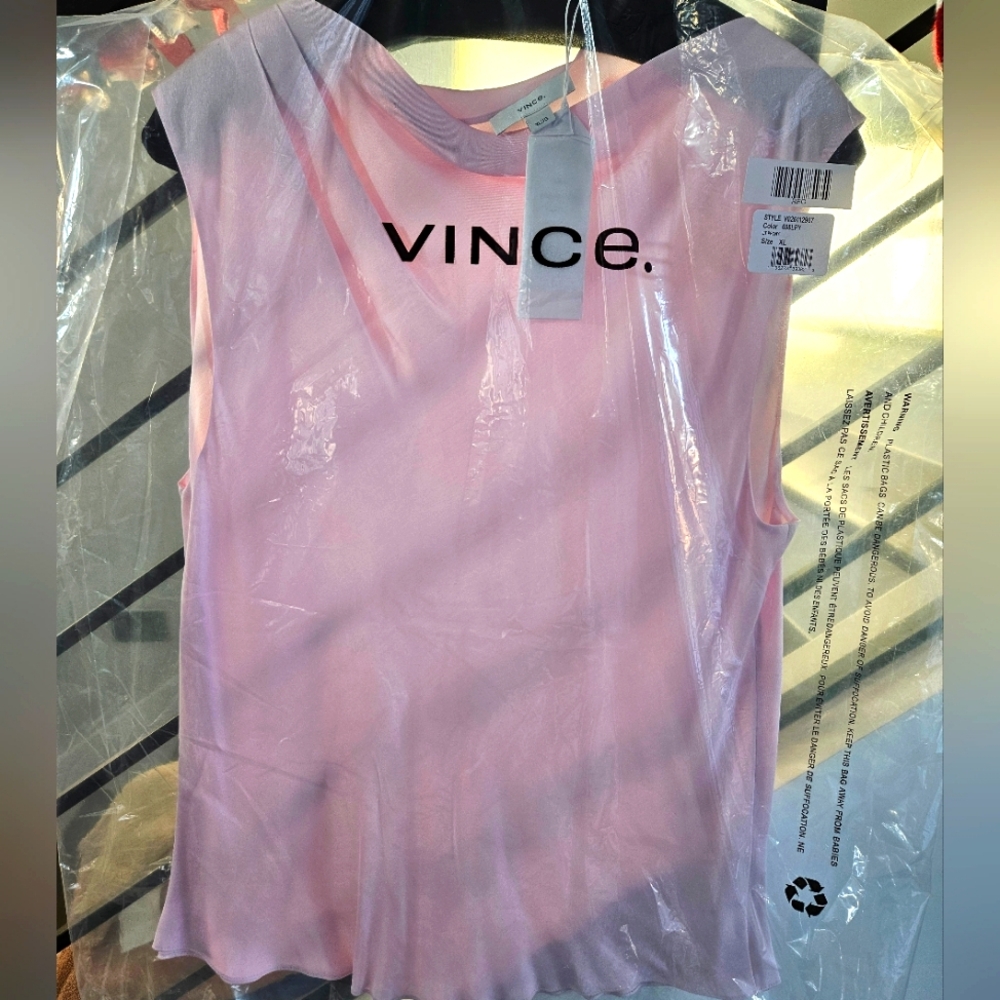 Vince XL asymmetric draped cap sleeve blouse